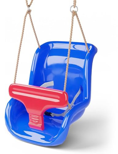 The Magic Toy Shop Blue Toddler Swing Chair – Fits Most Frames, Safe & Adjustable Kids Swing Seat with Secure Harness - Outdoor Playground Equipment for Gardens