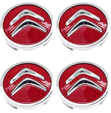 OUXVSLJA 4 pièces Auto Cache Moyeux pour Citroen DS3 DS4 DS6,étanche et Antirouille Les Capuchons De Moyeu Jante Couvercle Anti Poussière,60mm-Red