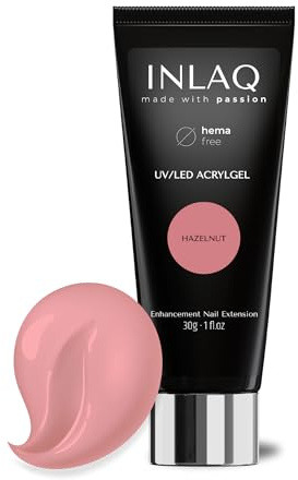 INLAQ® Acrylgel Für Nagelverlängerung Hazelnut 30ml - PREMIUM Polygel Für Gelnägel - Nägel Extender Gel UV/LED - Building Acrylic Nagelgel - Poly Nagel Gel