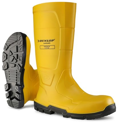 DUNLOP Protective Footwear, Acifort JobGUARD full safety, 100% Waterproof, Polyblend PVC Material, Steel toe, Rubber Boots, UNISEX, Yellow, Size 5-15
