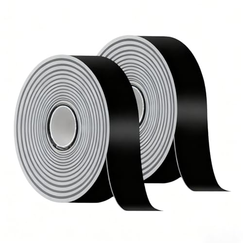JIEHIN 2 Rolle Butyl Klebeband Schwarz 50mm x 15m, Wasserdichtes Reparaturband Bitumenband Selbstklebend, Schwarze Dichtband Klebeband Hitzebeständig für Wohnwagen, Wohnmobil, Deck Dachabdichtung