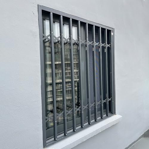 Inferriate per Finestre Barre di Sicurezza In Metallo per Finestre Pieghevoli, 50 60 70 80 90 100 120 Cm Grigie Protezioni per Finestre con Serratura, Ringhiera per Finestre da Seminterrato/ Balaustra