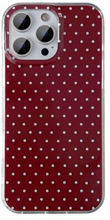 QLTYPRI for iPhone 15 Pro Max Case Cute Polka Dot Phone Case, Wine Red | Polka Dot Aesthetic Phone Case for Girls Women, Raised Camera Protection, Durable TPU Slim Shockproof Protective Phone Cover