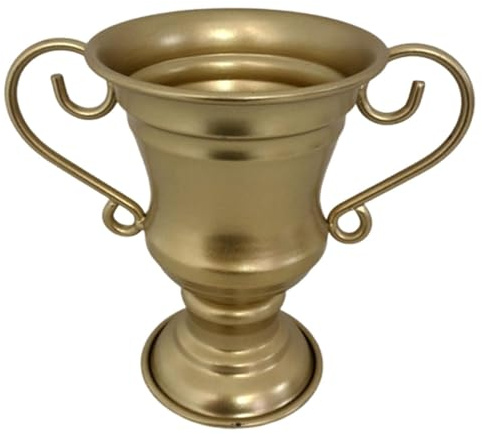 MotiveTech Vaso per Fiori Trofeo Vintage, Contenitore per Piante in Metallo per Tavolo da Fattoria, Oro