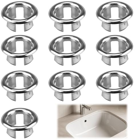 NYVOR 10PCS Bouchon Trop Plein Lavabo, Garniture Évier à Trou Rond pour Salles de Bains, Cuisine, Baignoire et Les Lavabos, Anneaux Trop-Plein pour Lavabo Mesurent 22-24mm de Diamètre Famille Usage