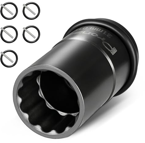 Pronese 42Cr-Mo - Llave de vaso de impacto bihexagonal de 21 mm, 52 mm de profundidad con 5 pares de pasadores de retención y juntas tóricas para acoplador de andamio y abrazaderas de tubería de alto