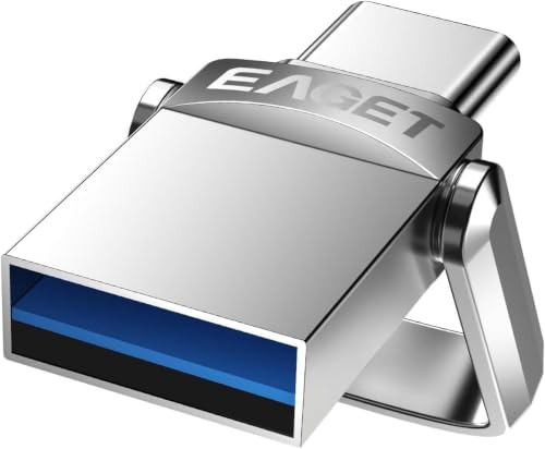 128GB Mini USB Flash Drive, Type-C & USB-A Dual USB 3.1 Gen 1 Memory Stick, Metal Housing Swivel Design Portable Thumb Drive for iPhone 15/16/17, Mac, Android Phones, Tablets, PCs, Laptops (1 pc)