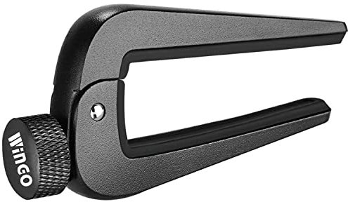 WINGO Universal Wide Guitar Capo for Folk, Acoustic Classical Electric Guitar, Bass, Mandolin, Banjos, Ukulele, Black.