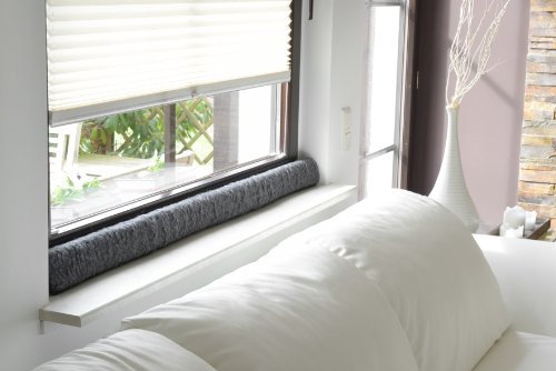 Zugluftstopper 150cm Fenster Schurwolle Türstopper Zugluftstop Anthrazit