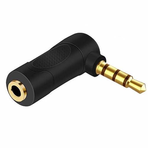 Aukson B91 Audio Klinke Adapter 3.5mm Stecker auf Buchse 90 Grad rechtwinklig TRS 3 Polig Stereo Klinkenstecker AUX Winkelstecker Adapter für Tablet, Laptop,Smartphone, PC