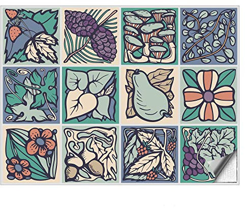 Kiwistar Fliesenmuster Stickerfliesen Klebefliesen Fliesen-Folie Sticker Aufkleber Küche Wand-Fliesen überkleben 33 x 33 cm 12 Stück im Set