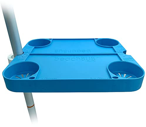 BEACHBUB Tray Table System with 4 Cup Holders - Beach Trip Must Have for Vacation - Easy Clip on & Clip Off Umbrella