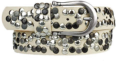 Zakatte • DAMEN NIETENGÜRTEL AUS KUNSTLEDER 70 BIS 125 CM (95 cm, Beige)