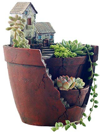 JK Home Flower Plant Pot - Fairy Garden Sweet House - Indoor & Outdoor Succulent Cactus Small Planter Pots