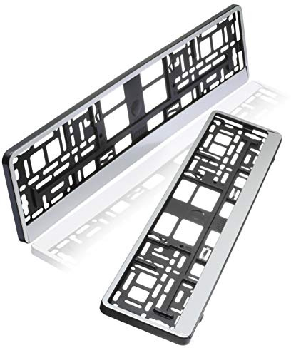 baytronic Kennzeichenhalter Hochglanz 2er Set (Silber-Gebürstet)