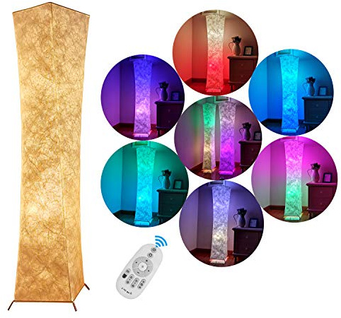 RGB Soft Floor Lamp, Bedroom Fabric Lamp Warm Lighting Romantic Atmosphere Colorful Minimalist Modern Design for Living Room, Tall Arc Standing Sleeping Night Light with Smart Switch(26*26*132cm)