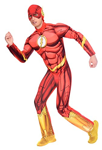 amscan Adults Mens Officially Licensed Warner Bros. Flash Superhero Fancy Dress Costume