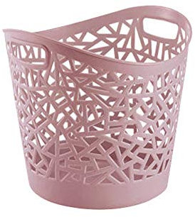 Zidao Cage Linge Sale Portant Un Panier en Plastique, Rond, 40 × 37 × 30CM,Rose