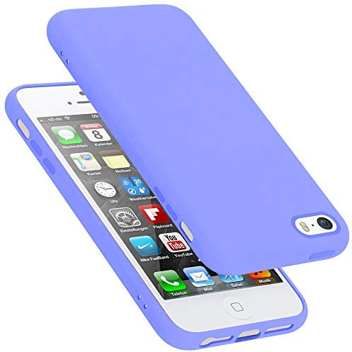 Cadorabo cover compatibile con Apple iPhone 5 / 5S / SE 2016, cover in silicone liquido per iPhone 5 / 5S / SE 2016, custodia in silicone, resistente ai graffi - LIQUID LILA CHIARO