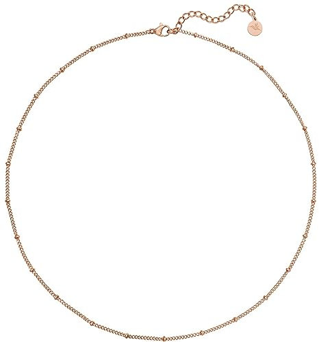 BONNYBIRD® Kurze Feine Panzerkette Damen Edelstahl Rosegold Schlichte Layering Kette mit Kugeln Zarte Halskette Choker Dünn Dezent Goldkette ohne Anhänger Frauen Wasserfest Schmuck Hypoallergen