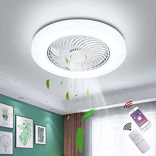 LANMOU Ventilateur de Plafond Moderne avec Lumière et Télécommande, Blanc, Ø52cm, Pour Chambre, Salon, Salle à Manger, etc.