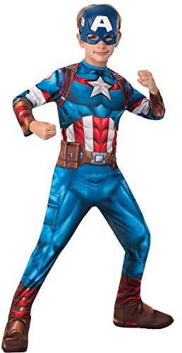 RUBIE'S Offizielles Kostüm Captain America, Marvels Avengers, klassisch, für Kinder, Superhelden-Verkleidung, 9-10 Jahre, 152 cm, Hellblau Halloween