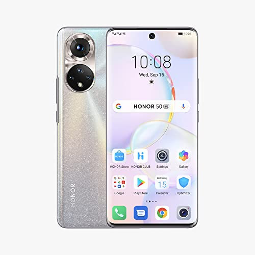 HONOR 50 Smartphone Delock 5G – Telefono portatile 256 Go, 8 Go RAM, Dual SIM, Quad Caméra multi-vidéo 108 MP, Ecran incurvé 6.57 120 Hz, SuperCharge 66W - Argent