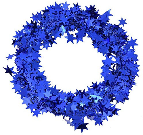 HERCHR 7,5 m Lametta Girlande Weihnachtsschmuck Kleine Sterngirlande Lametta Baum Hochzeit Dekoration Kleidung Zubehör(Blau)