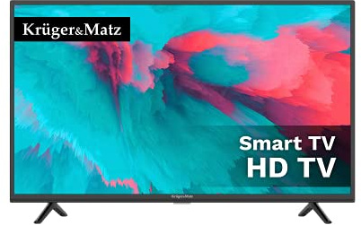 Krüger&Matz KM0232-S5, 81,82 cm (32 Zoll) LED LCD Fernseher (HD Smart DVB-T2 / S2 H.265 60 Hz, USB Media) Modelljahr 2021 [Energieeffizienzklasse: E]