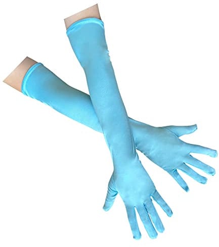 SYAYA Damen Adult Women Long Gloves Lange Satin-Handschuhe für Erwachsene, G3, Hell, blau, Einheitsgröße