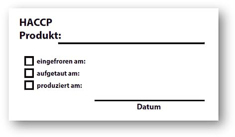 Hygiene-Netzwerk Etikett HACCP | 70x35mm auf Einer Rolle (lose Rolle) | 500 Label | wasserlöslich | selbstklebend | Kennzeichnung Boxen | Aufkleber | Haushaltsetiketten | Beschriftung