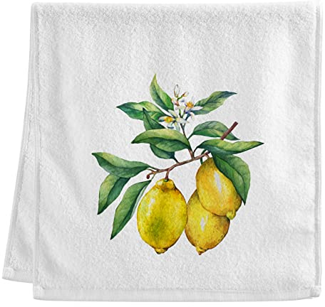 Naanle Handtücher mit Blumenmuster und Zitrone, weich, saugfähig, 100 % gekämmte, ringgesponnene Baumwolle, Badhandtuch, Küche, Geschirrspülhandtuch, Hotel, Spa, Handtücher, 40,6 x 76,2 cm