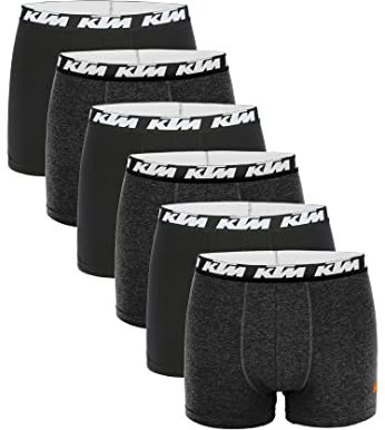 KTM by Freegun Boxershorts für Herren Unterwäsche Pant Men´s Boxer 6 er Pack, Farbe:Dark Grey / Black, Bekleidungsgröße:M