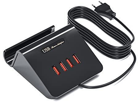 POANES USB Ladegerät Mehrfach 25W USB Ladestation Mehrere Geräte Netzteil 4 Port für iPhone,Samsung Galaxy,LG, Huawei etc (Schwarz)