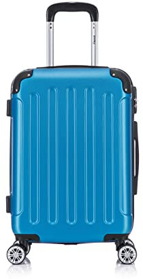 Flexot® Flex-2045 Handgepäck Kabinentrolley Koffer (16 Farben zur Auswahl) Zwillingsrollen Reisekoffer Bordcase Koffer Trolley Hartschale (M, Brillant-Blau)
