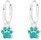 Laimons Kinder Mädchen-Ohrringe Creole Ohrhänger Hundepfote 7 mm Glanz mit Glitzer aus Sterling Silber 925 (Mint)