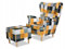 Family Meble Ohrensessel mit Hocker, Modell Print, Skandinavisch, Relaxsessel aus Webstoff, Loungesessel, Ohrensessel mit Hocker, Bequemer Sessel, Für Wohnzimmer, Esszimmer, Schlafzimmer, GelbesGitter
