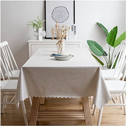 EHOMERY Moderno Wachstischdecke Table Cloth Napkin Pure Farbe Tischdecken Und Passende Servietten Tischtuchhalter Für Dicke Tischplatten Milchweiß Tischschutz Dekoration 140X200Cm