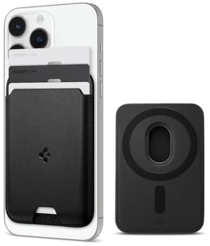Spigen Valentinus MagFit Portefeuille magnétique pour 3 Cartes Compatible avec Les modèles iPhone 16/15/14/13/12 Porte Carte magsafe - Noir