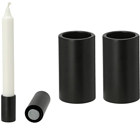Novaliv 2X Stabkerzenhalter magnetisch SCHWARZ 2,8x5cm Kerzenständer Magnet Kerzenhalter Tafelkerzen Stabkerzen Tischdekoration Weihnachten Dekotablett Adventskranz Candle Holder Wohnzimmerdeko