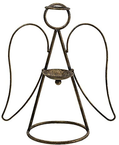 Clayre & Eef Kerzenständer Engel 38x18x33 cm Kupferfarbig Metall Kerzenständer