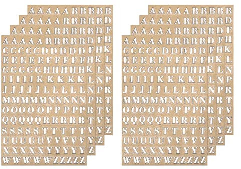 sourcing map 8 Blätter Buchstaben Aufkleber, 3mm Stereo Selbstklebende Groß Klebebuchstaben Sticker für Postfach,Schilder,Adressnummer,DIY Scrapbooking,Dekoration, Silber