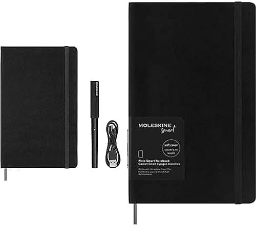 Moleskine Smart Writing Set, Smart Notebook mit Smart Pen, 13x21 cm, Schwarz + Smart Notebook, Smart Writing System, Großformat 13 x 21, Farbe: Schwarz
