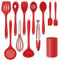 Herogo Kitchen Utensils Set of 12, Silicone Cooking Utensils Set with Holder for Baking, Cooking, Non Stick & Heat Resistant Cookware Include Spatula Whisk Spoon Turner Tongs, Dishwasher Safe (Red)