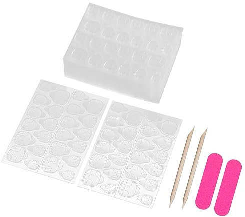 SWYSGS 480 Unids Adhesivo de Pegamento para Uñas Doble Cara,20 Hojas Uñas Postizas Autoadhesivas Adhesivo Transparentes,Pegamento Falsas Uñas Adhesivas,Cinta de Gel para Uñas Postizas,Limas de uñas