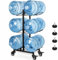 5 Gallon Water Jug Holder with 4 Wheels, Movable Heavy Duty Foldable Water Jug Stand 3-Tier 5 Gallon Water Bottle Holder Water Cooler Jug Storage Rack for 6 Bottles(Black)