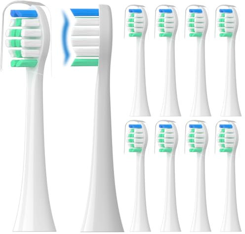 Ersatz-Zahnbürstenköpfe kompatibel mit Philips Sonicare: 10 Stück, weicher Ersatz-Elektrobürstenkopf für 4100 5100 6100 HX9023/65 W, optimale Plaque-Kontrolle, Snap-On-System