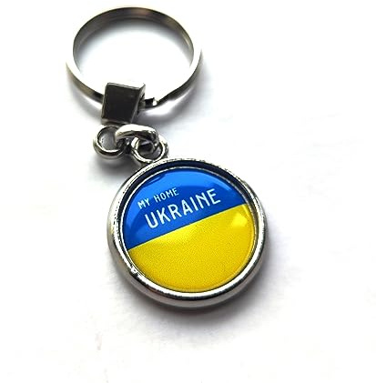 decal arts Schlüsselanhänger mit Ukraine-Nationalflagge, Metall, patriotischer Anhänger, Schlüsselanhänger für Männer und Frauen, Geschenk, Schwarz , L
