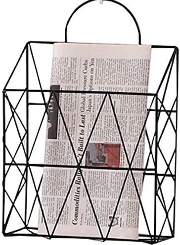 JOPLAX Revistero Colgante Revistero Rejilla De Metal Blanco Rejilla De Rejilla Soporte De Rejilla Estantería De Pared Cesta De Almacenamiento Rejilla Tablero De Corcho-White