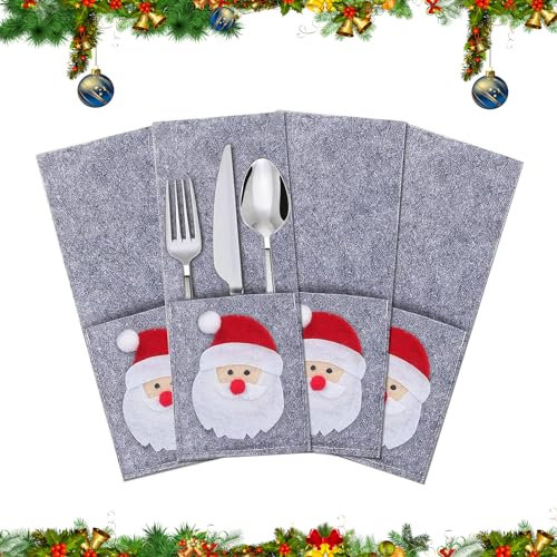TOPZFL Besteckhalter Weihnachten Filz,bestecktasche weihnachten,weihnachts tischdeko,Weihnachten Tischdeko Weihnachts Besteck Dekoration für Weihnachten Party